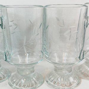 Princess House Irish Coffee Mugs Cut Crystal Heritage w/ Pedestal Stems SET OF 2
